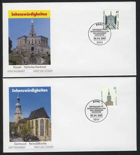 2176-2177 SWK Kassel et Dortmund 2001 FDC Bonn