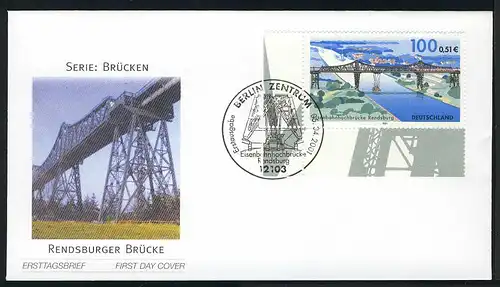 2178 Ponts ferroviaires haut-pont Rendsburg FDC Berlin