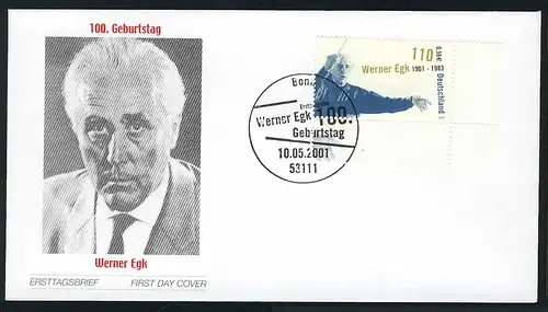 2186 Werner Egk FDC Bonn