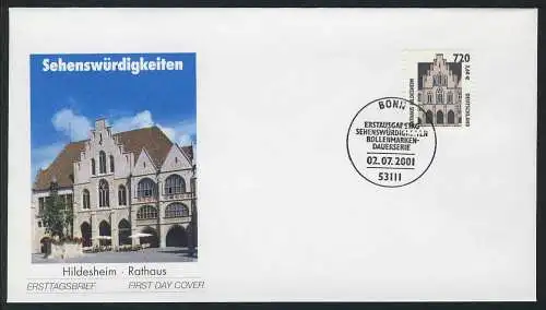 2197 SWK 720/3,68 Hildesheim 2001, FDC ESSt Bonn