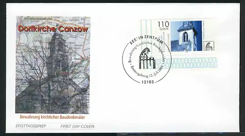 2199 Monuments historiques de l'église du village Canzow FDC Berlin