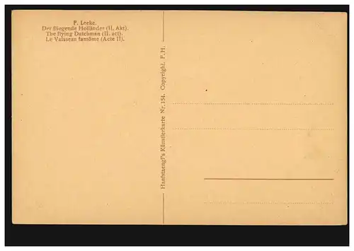 Künstler-AK F. Leeke: Der Fliegende Holländer (II. Akt), ungebraucht