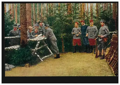 Krieg-AK Österreich-ungarische Offiziersberatung im russischen Wald, ungebraucht
