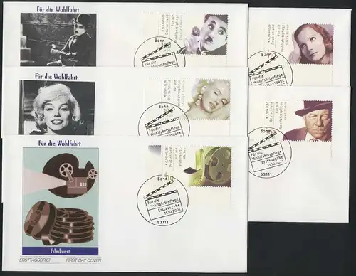 2218-2222A acteur, jeu en petit arc sur 5 FDC Bonn