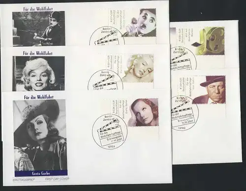 2218-2222A Schauspieler, Satz aus Kleinbogen auf 5 FDC Berlin