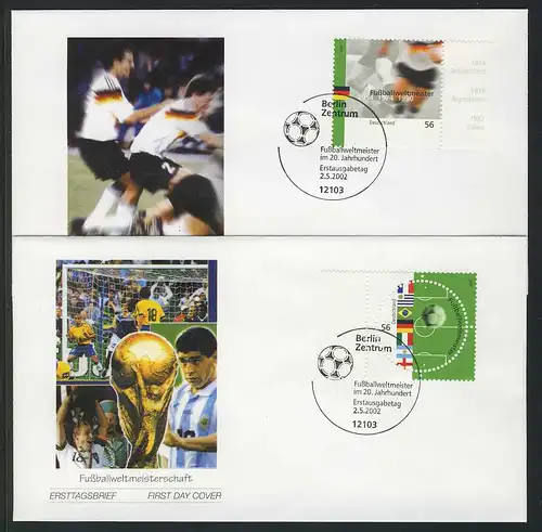 2258-2259 Champion du monde de football, 2 marques de l'ensemble 2002 sur 2 FDC Berlin