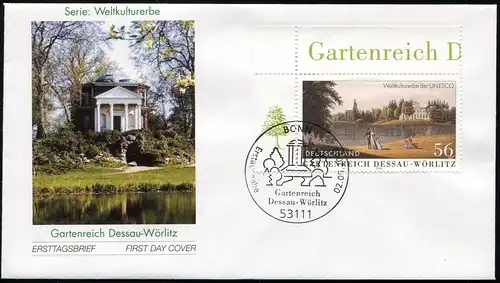 2253 UNESCO Jardins du royaume des Dessau-Wörlitz 2002 FDC Bonn