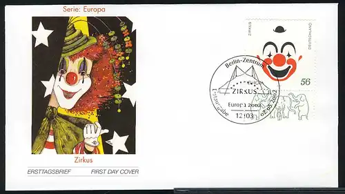 2252 Europa/CEPT Zirkus Clown 2002 FDC Berlin