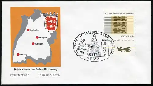 2248 Bade-Wurtemberg FDC Karlsruhe.