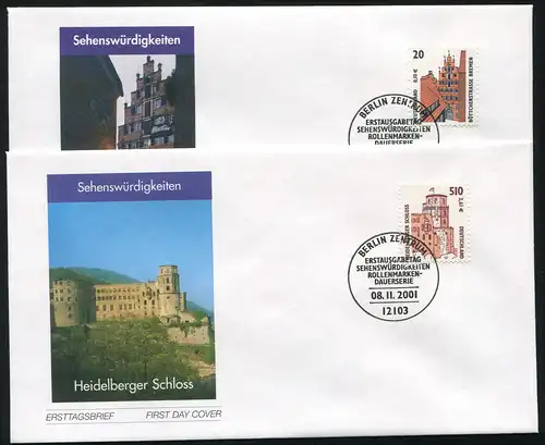 2224-2235 SWK Bremen und Heidelberg 2001 - Satz auf 2 FDC Berlin