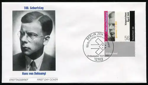 2233 Hans von Dohnanyi Ersttagsbrief / FDC Berlin