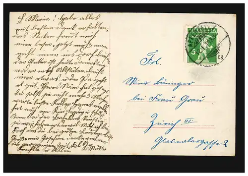 Mode AK Femme avec Roses, S.B.W. Kleeblatt, APPENZELL 12.1.1911