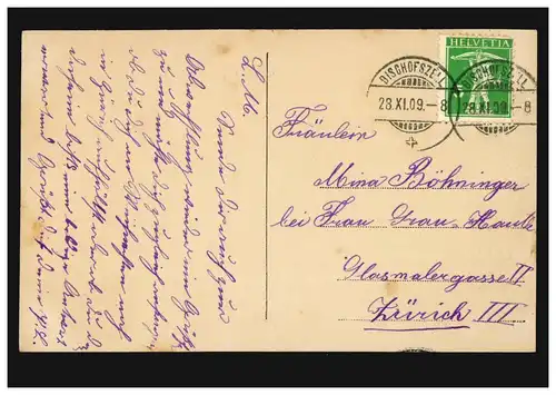 Mode-AK Bäuerin beim Garbenaufstellen, BISCHOFSZELL 23.9.1909