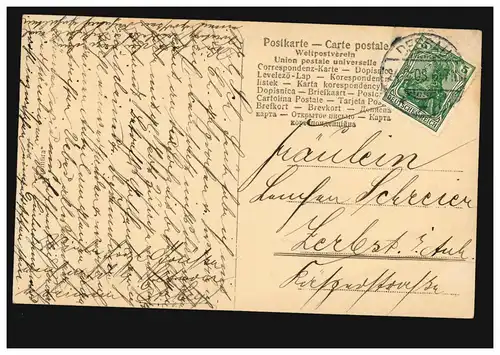 AK Mode A la Weser - Femme rêveuse avec Mandoline, DESSAU 24.2.1908