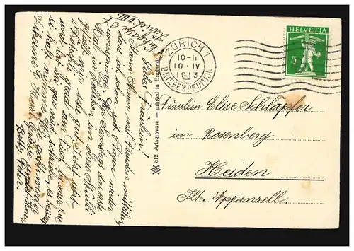 Mode AK Femme en terre ferme à la récolte des fleurs, ZÜRICH 10.4.1913