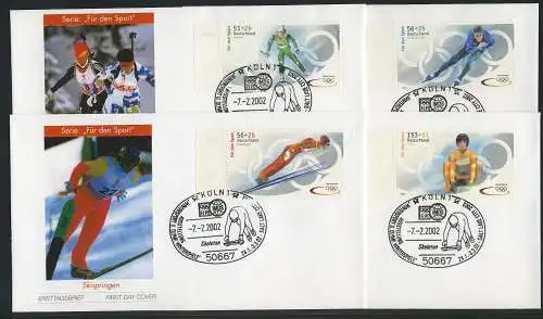 2237-2240a Aide sportive de Kleinbuch 2002, phrase sur 4 FDC ESSt Cologne Skeleton