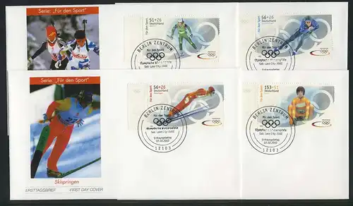 2237-2240a Aide sportive de Kleinbuch 2002, taux sur 4 FDC ESSt Berlin