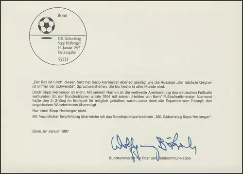 MinKa 02/1997 Sepp Herberger, entraîneur de football