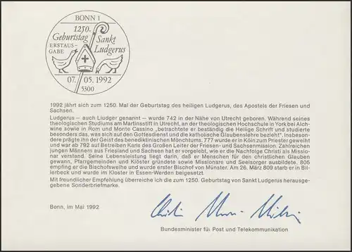 MinKa 17/1992 Heiliger Ludgerus