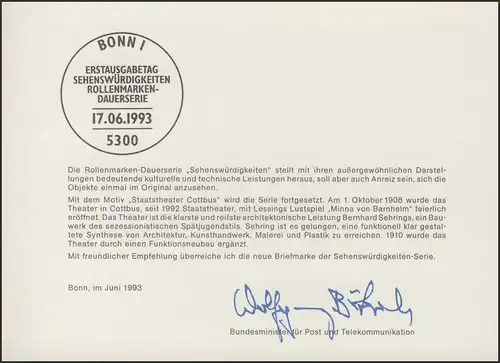 MinKa 21/1993 SWK Staatstheater Cottbus, 500 Pf.