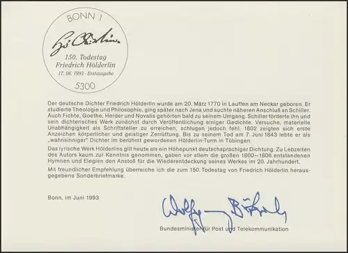 MinKa 23/1993 Friedrich Hölderlin, poète