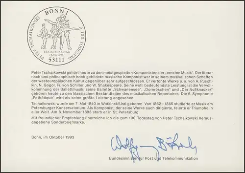 MinKa 42/1993 Peter Iljitsch Tschaikowski, Komponist