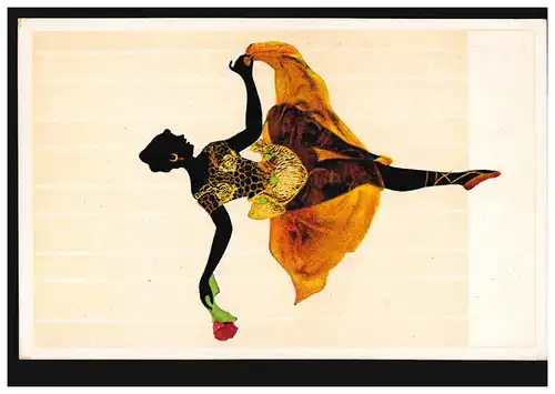 Scherenschnitt-AK Die Tanzende mit Rose, beschriftet 1925