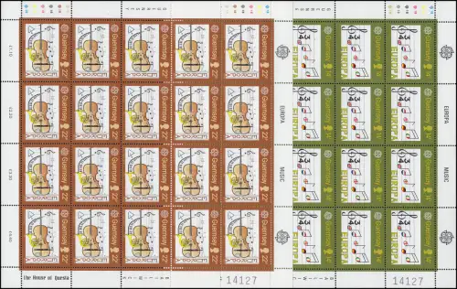 Guernesey 322-323 Europe Année européenne de la musique, petit jeu d'arc