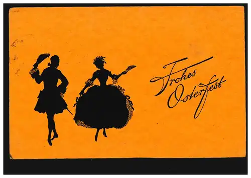 AK Coupe de Ciseaux Salut de Pâques / Mode: Couple dansant dans le rococo, couru en 1923