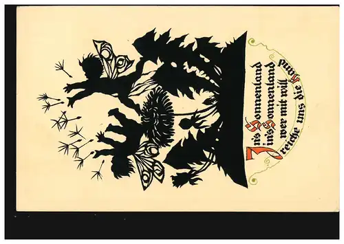 Carte de ciseaux Georg Plischke: Au Soleil ... WEILTINGEN 1.5.1929