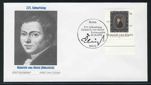 2283 Heinrich von Kleist FDC Bonn