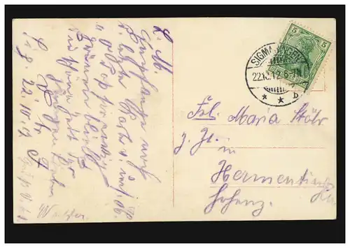 Mode AK femme avec boucle bleue et fleurs, SIGMARINGEN 22101.1912