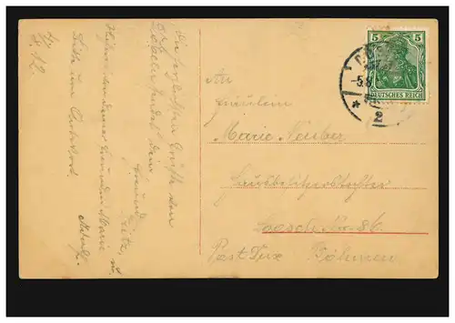 Mode AK femme en robe verte avec bande de cheveux, DÖBEL 5.8.1912