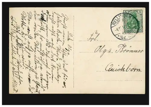 Mode AK Femme avec guirlande fleurie, RELLINGEN (BZ. KIEL) vers 1910