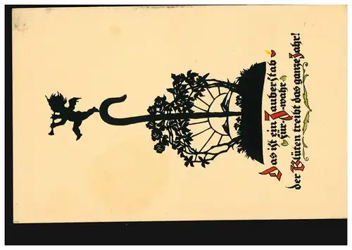Carte de plisque de ciseaux AK Georg: Une flûte Ange magique, inutilisé