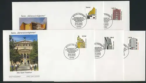 2298-2302 SWK 5 Werte 0,44-1,60 Euro 2002 - Satz auf 5 FDC Berlin