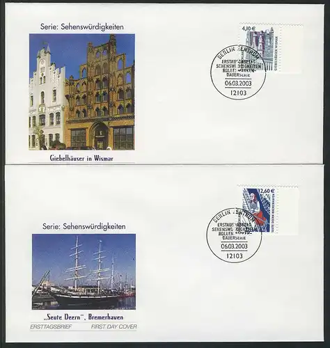 2322-2323 SC 2,60 / 4,10 Euro 2003 - taux sur 2 FDC Berlin