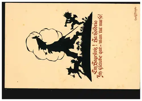 Carte de plisque de ciseaux AK Georg: Un chien d'anges de fierté, inutilisé