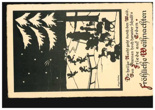 Ciseaux-AK Hogo Cuisine: Noël - Prière du soir Ange Animaux, 24.12.1932