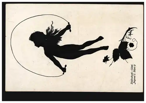 Scherenschnitt-AK Karl Wilhelm Diefenbach Göttliche Jugend Blatt 9, ungebraucht