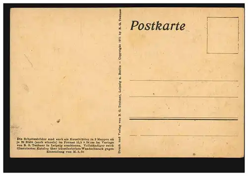 Scherenschnitt-AK Karl Wilhelm Diefenbach Göttliche Jugend Blatt 9, ungebraucht