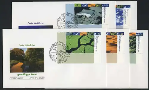 2423-2427 Wohlfahrt Klimazonen 2004 - Satz auf 5 FDC Berlin