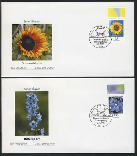2434-2435 Fleurs 0,95 et 4,30 Euro 2005 - Taux à 2 FDC ESSt Berlin