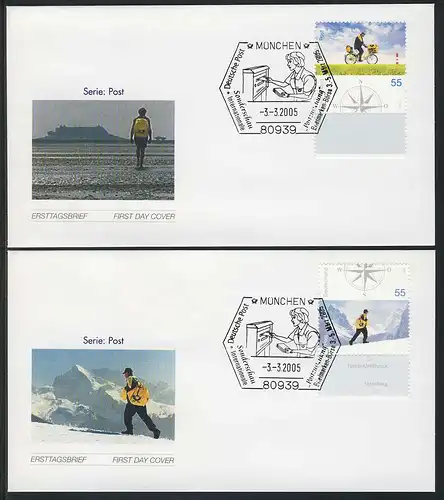 2447-2448 Post Briefzustellung 2005 - Satz auf 2 FDC ESSt München