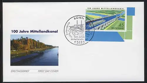 2454 Mittellandkanal FDC Bonn