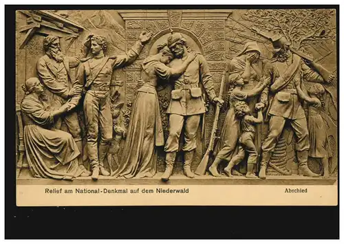 Künstler-AK Relief am National-Denkmal Niederwald: Abschied, ungebraucht