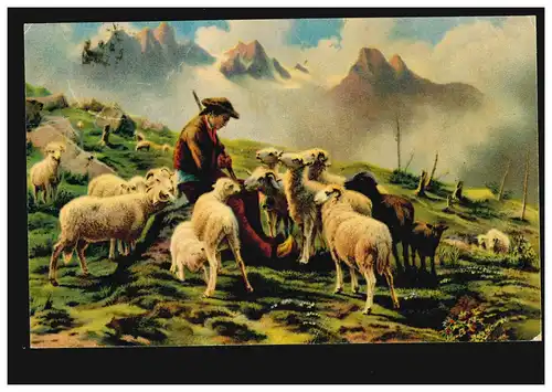 AK Rosa Bonheur: Hirt avec moutons dans les Pyrénées, BERLIN 24.9.1918