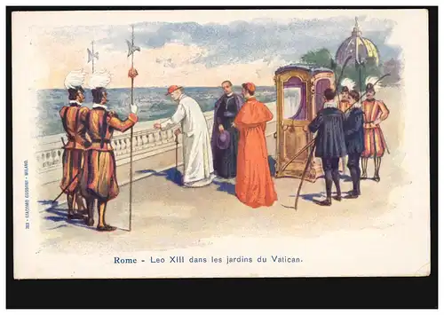 Künstler-AK Rom: Papst Leo XIII. in den Vatikanischen Gärten, ungebraucht
