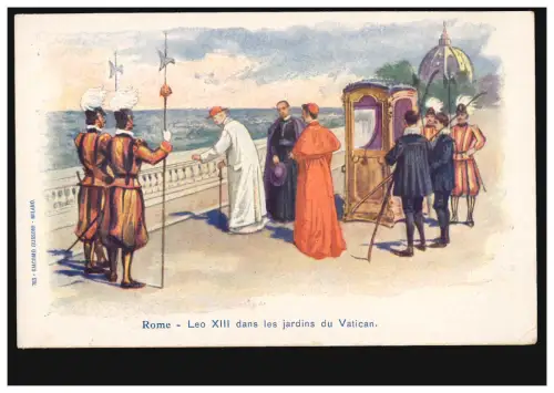 Künstler-AK Rom: Papst Leo XIII. in den Vatikanischen Gärten, ungebraucht