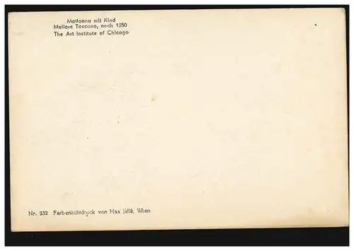 AK Artiste Meliore Toscano après 1250: Madonna avec enfant, inutilisé